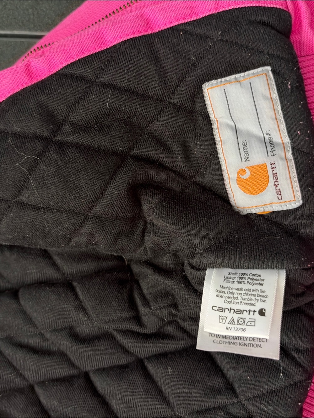 Carhartt Girls' Bright Pink Hooded Puffer Jacket - Picture 7 of 8